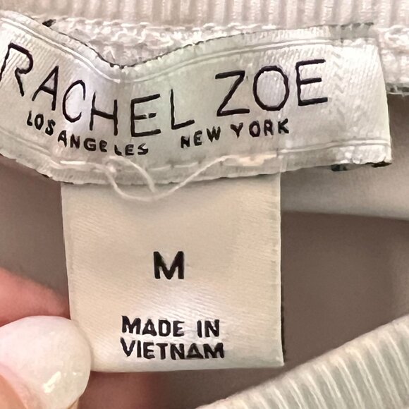 Rachel Zoe Cream White Wide Leg Drawstring Lounge Pants M Pockets Jersey Knit - Picture 5 of 11